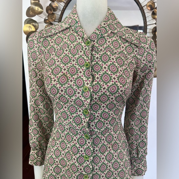 Vintage Connie Sage Inc 1970s butterfly collar Mini dress. XXS - Picture 5 of 13